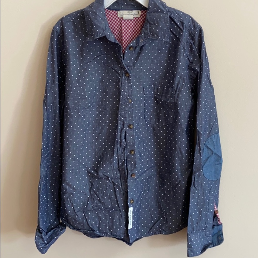 Polka Dot, button down denim shirt
